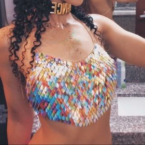 RAINBOW BODY CHAIN FESTIVAL RAVE BRA COACHELLA EDC